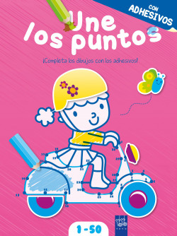 Une los puntos con adhesivos. Rosa de YO